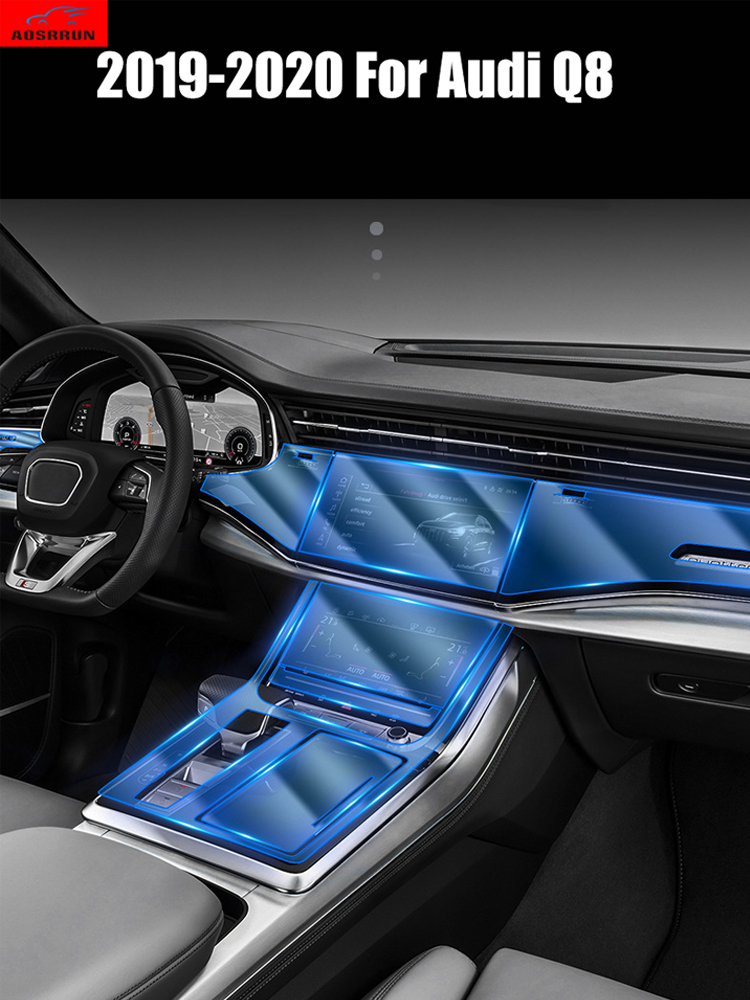 

For Q8 2019 2020 Interior Sticker Transparent protective film Car Accessories Central control display protection film