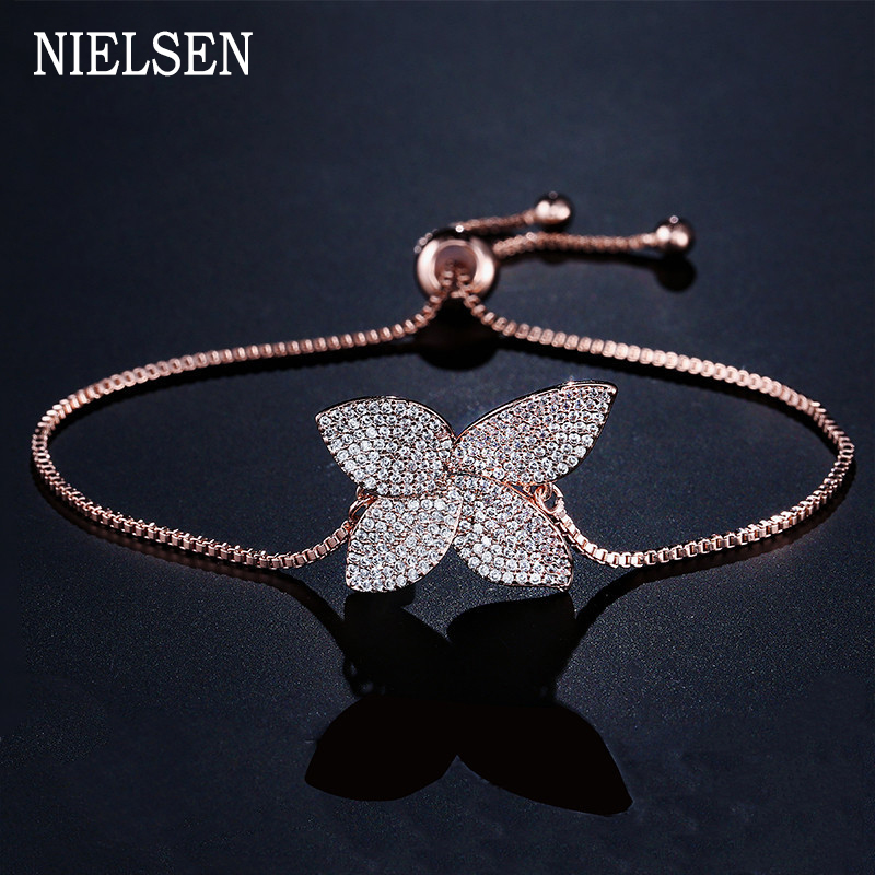 

New Zirconia Charm Flower Bracelets & Bangles for Women Geometirc Butterfly Adjustable Bracelet Party Jewelry Accessories