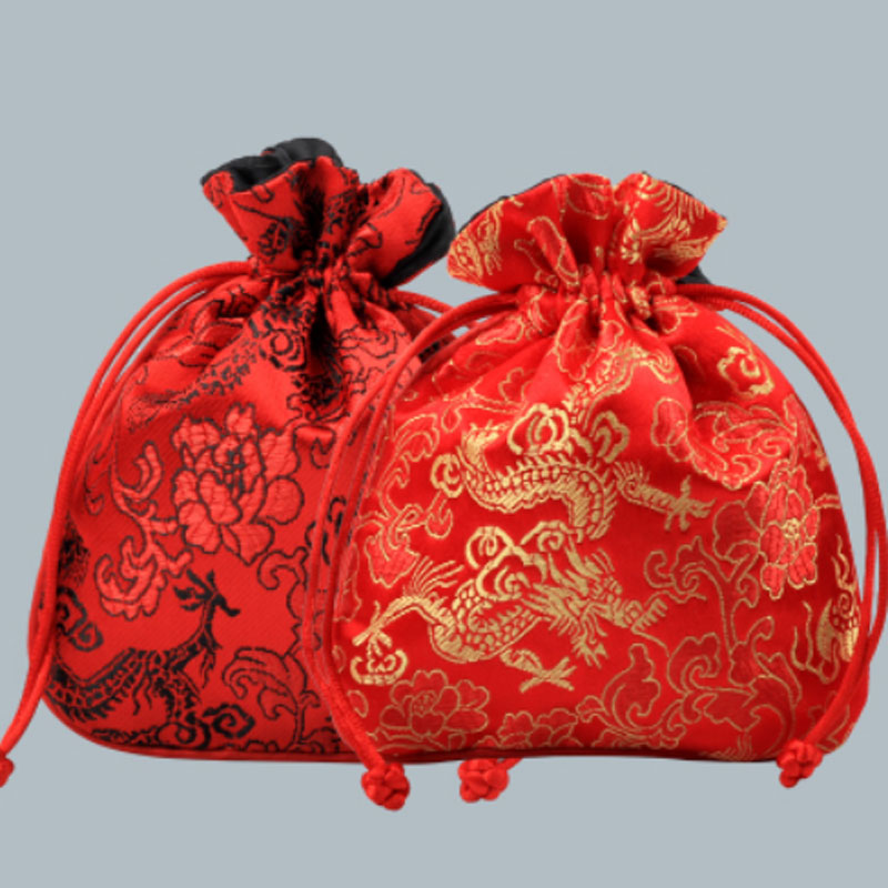 

New Chinese Dragon Print Embroider Pouch Jewelry Packaging drawstring Bag Wedding Party Favors Gift Free Shipping