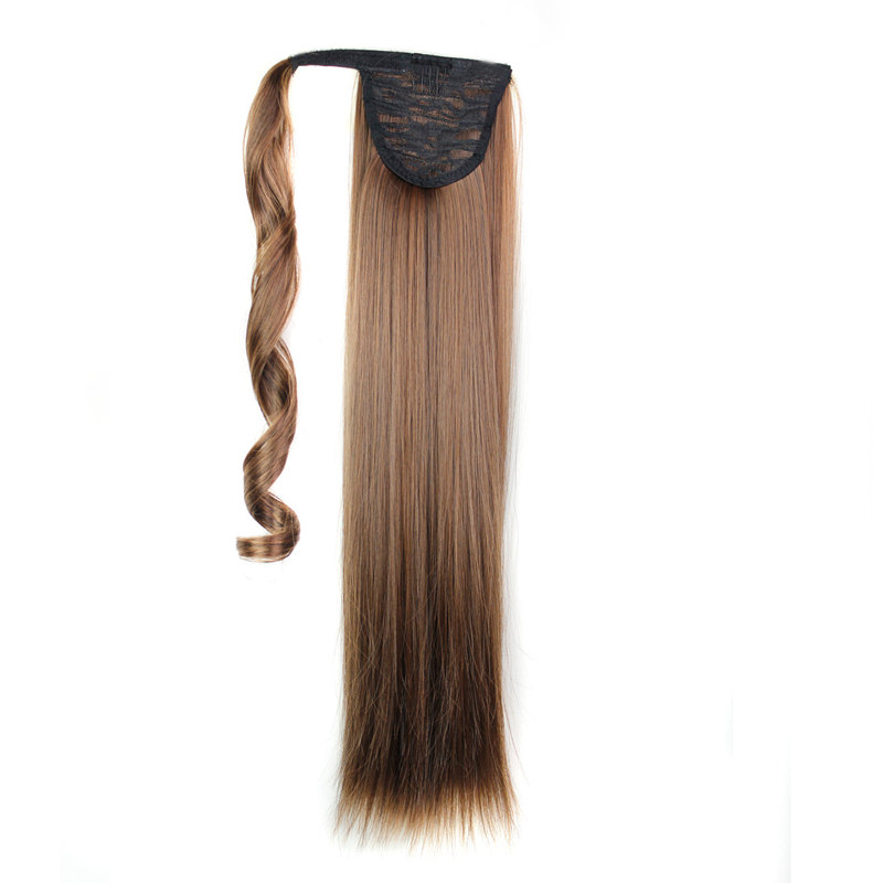 

Synthetic Ponytails Clip In On Hair Extensions Wrap On Ponytail Straight 24Inch 120G Synthetic Hairpieces Extensions
