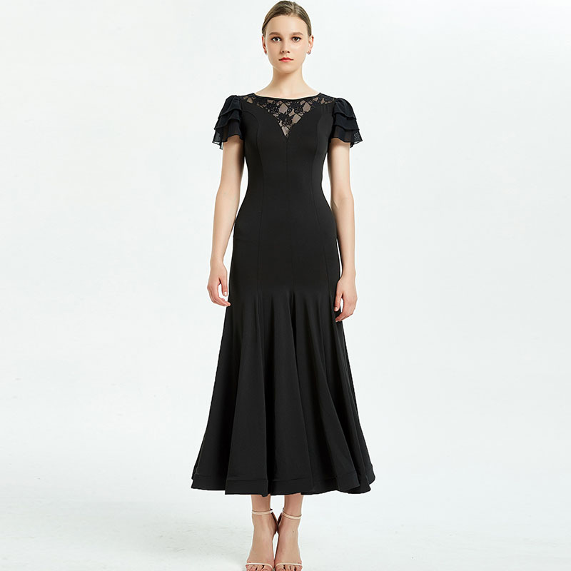 

Black Ballroom Dance Dress Women Standard Dance Waltz Tango Foxtrot Practice Dresses Performance Clothing Customized DC3578