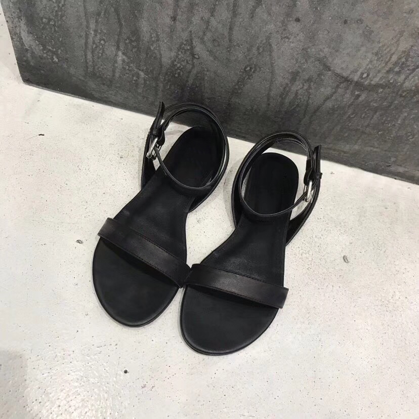 

Hot Sale-Logo Round Flat Sandals Women Solid Color Sandals Ankle Strap Summer Flat Outdoor Casual Shoes Designer Graffiti Sandals With Box, Black