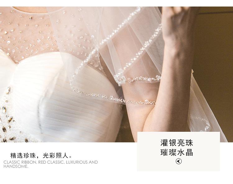 

Pretty Hip-length Two-layer White Ivory Champagne Purple Pink Red Black Beaded Edge Wedding Veils Meidingqianna Brand Bridal Veils