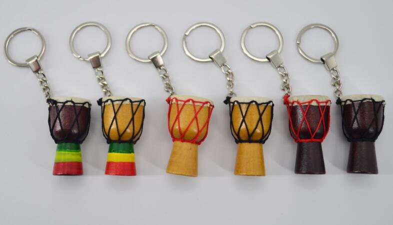 

African drum key chain Musical Instruments key chains mixed color, Slivery;golden