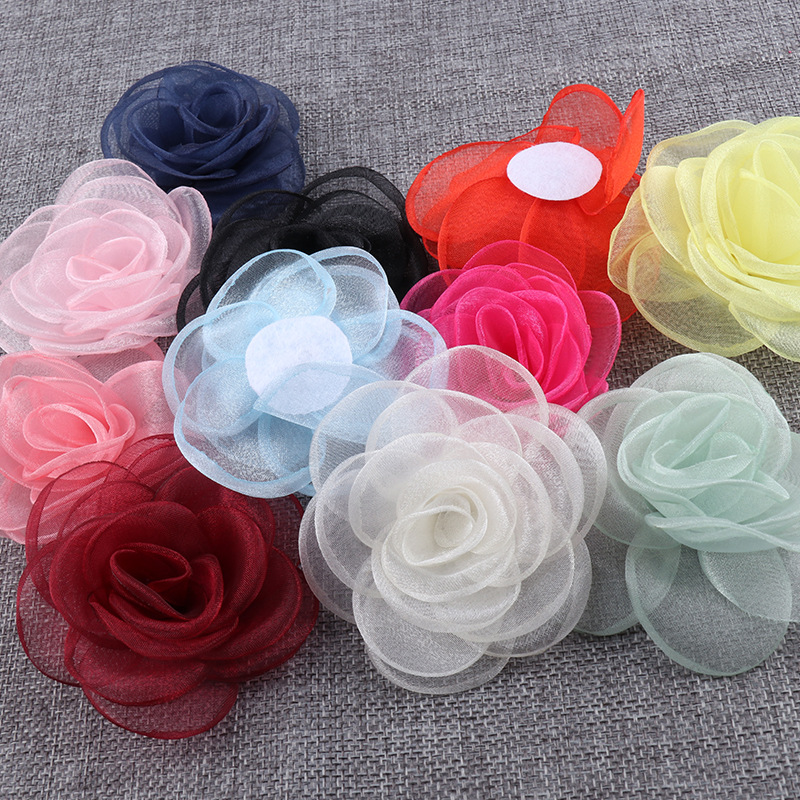 

5PCS Chiffon Ruffles Hair Flower 7cm Chiffon Flowers Hair Accessories Fashion Accessory Wedding decoration flower for Headband