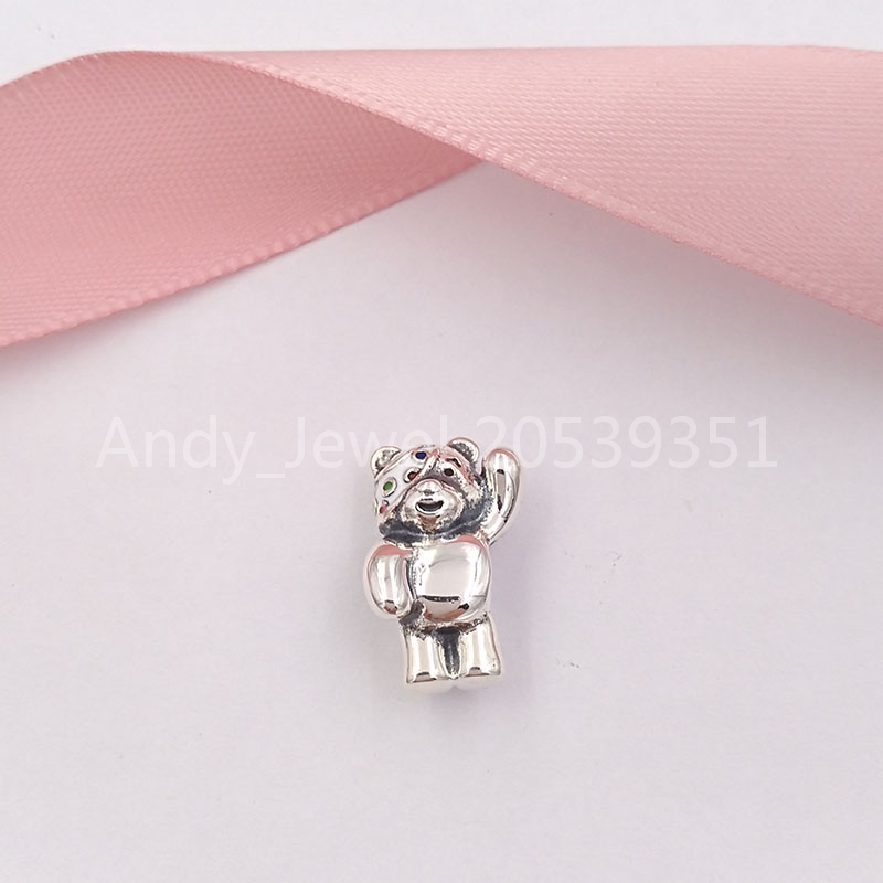 Andy Jewel Authentic 925 Sterling Silver Beads Pandora Vibrant Pudsey Bear Charm Limited Edition Charms Fits European Pandora Style Jewelry Brace