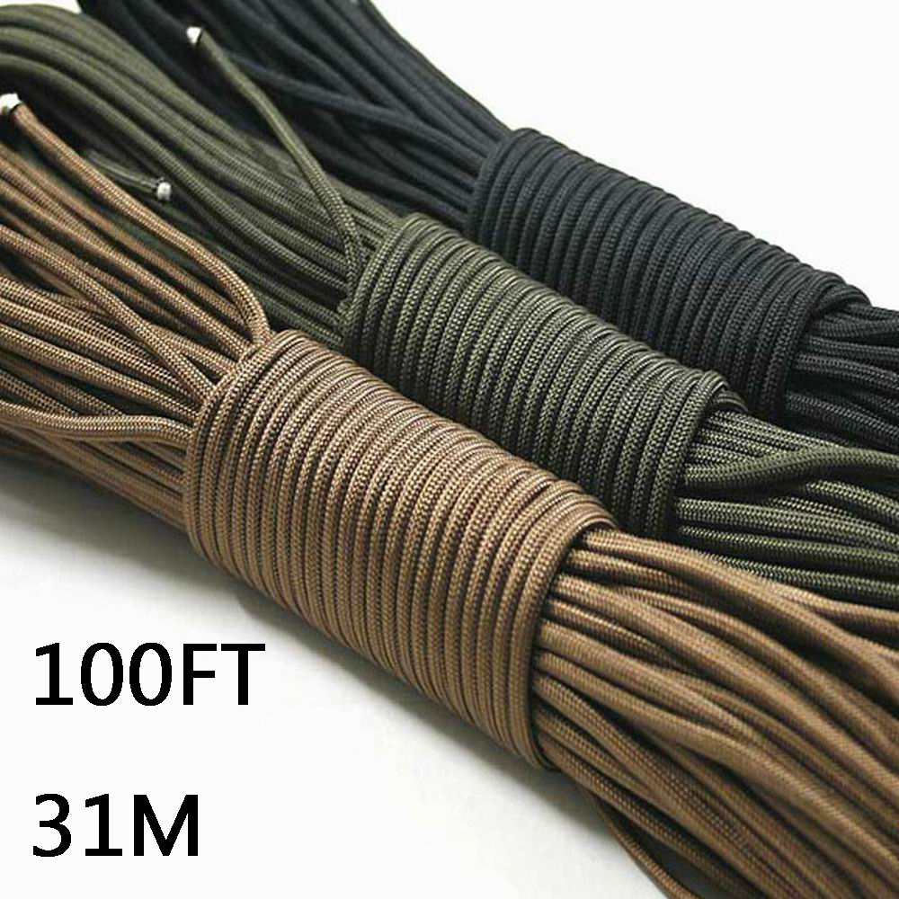 

Paracord 550 Parachute Cord Lanyard Rope Mil Spec Type III 7 Strand 100FT 31m Climbing Camping survival equipment Climbing rope