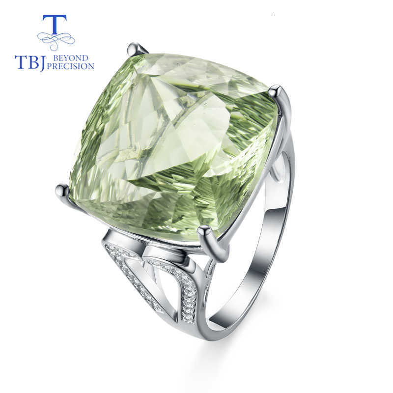 

TBJ,green amethyst rings natural gemstone cushion 17mm bird'nest cuting 925 sterling silver fine jewelry for woman wedding gifts CJ191205