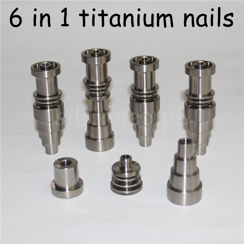 

6 in 1 Titanium Nail 10mm&14mm&18mm Male Or Female Banger For Glass Ashcatcher Glass Water Pipes dabber tools