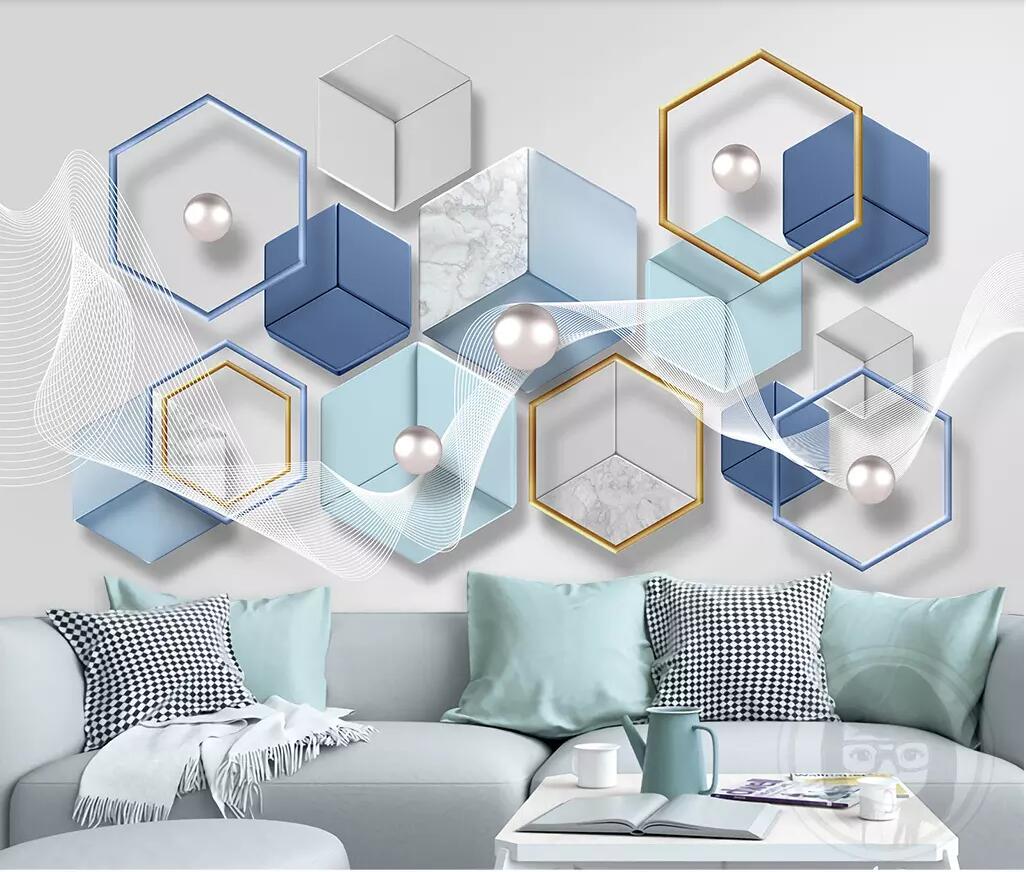 

3d room wallpaper custom photo non-woven mural 3d geometric mosaic marble modern minimalist TV background wall wallpaper for walls 3 d, Picture shows