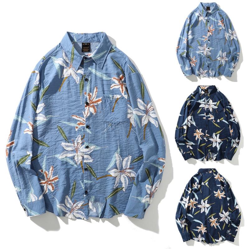 

Are you sure not to click in and see Mens Autumn Fashion Shirts Casual Long Sleeve Printed Tops Casual Blouse Shirt wholesale, Dark blue