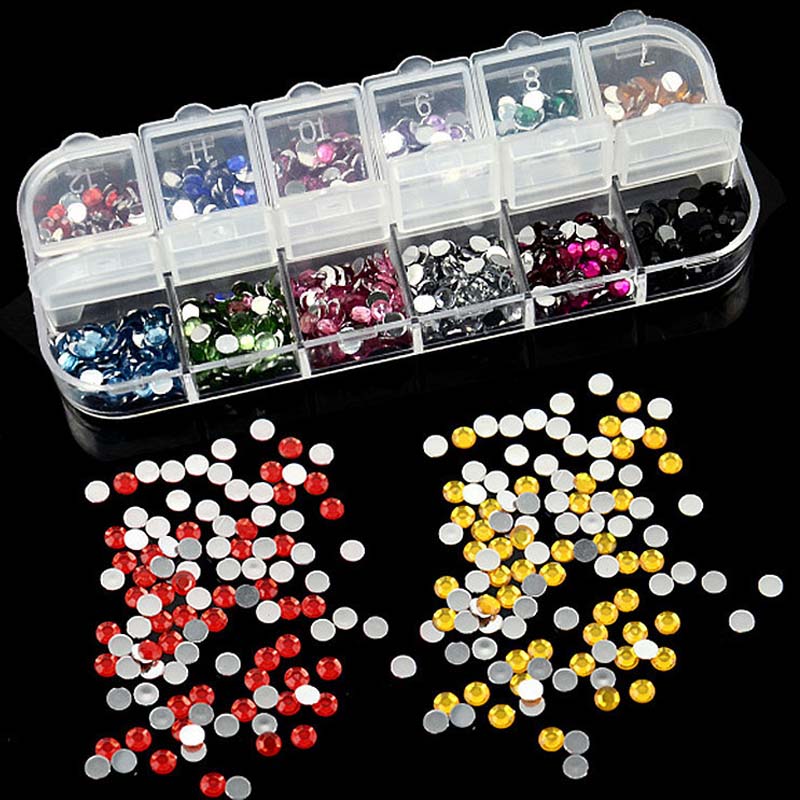 

2000pcs 1 Box Nail Art Rhinestone Gold Silver Clear Flat Bottom Mixed Shape DIY Nail Art 3D Decoration
