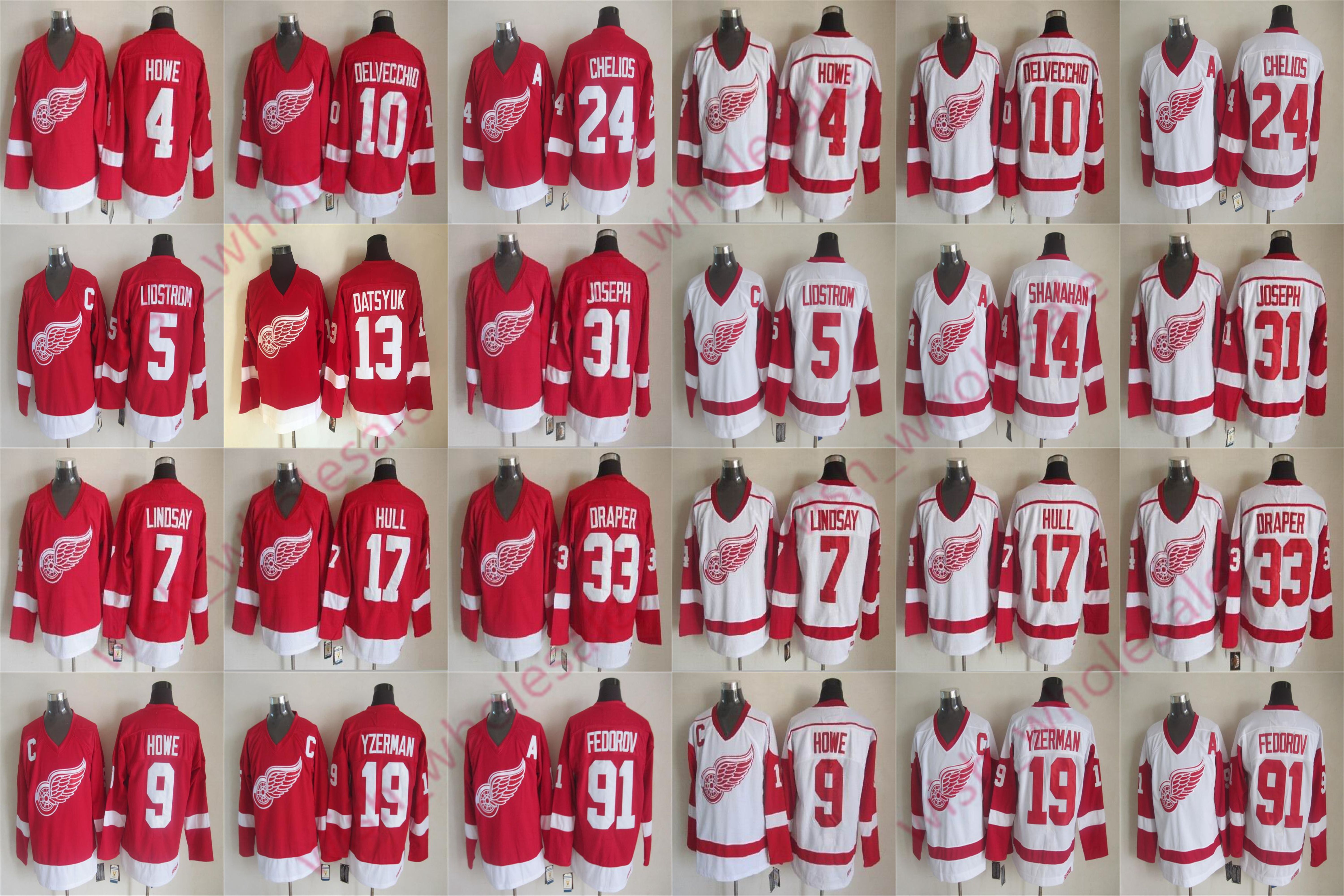 

CCM Detroit Red Wings Pavel Datsyuk Steve Yzerman Jersey Nicklas Lidstrom Gordie Howe Alex Delvecchio Ted Lindsay Stitched Hockey Jerseys, Black;red