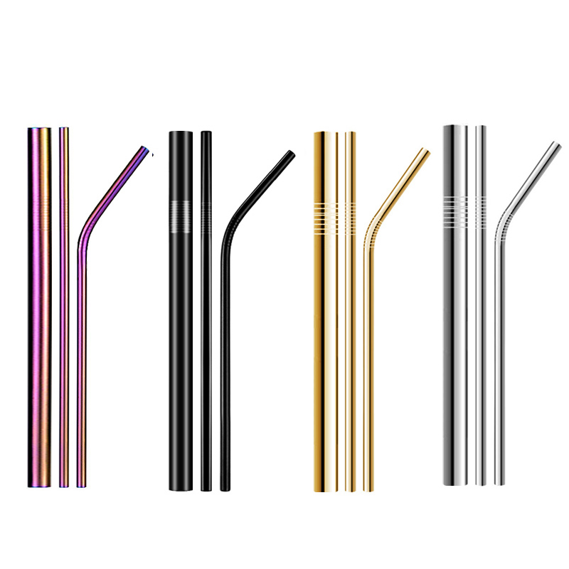 

6/12mm*215mm Stainless Steel Drinking Straw Reusable Straight Metal Straws Fruit Juice Milk Eco-Friendly Bar Accessories