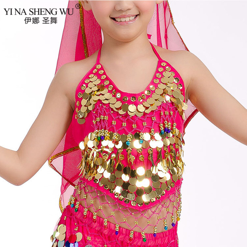 

Girls Bellydance Oriental Costumes Top Bra Children Belly Dance Costume Top 2 Style Gril Sari Clothing bollywood For Kids, Style-1 red