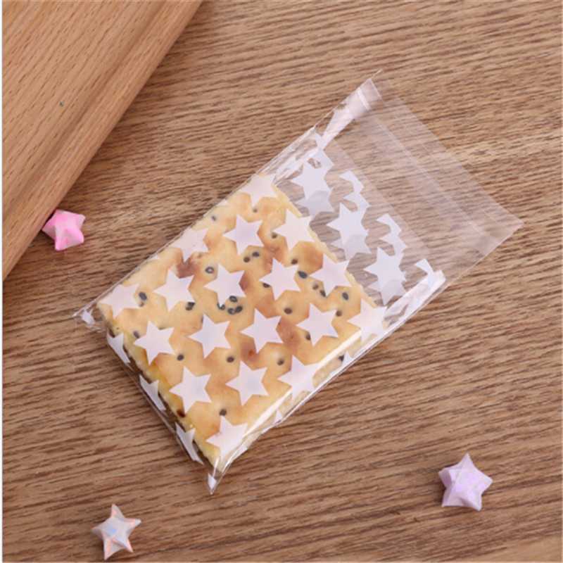 

100pcs Golden Star Design Adhesive Bag For Christmas Wedding Party Candy Packaging Bag Cookies Diy Gift