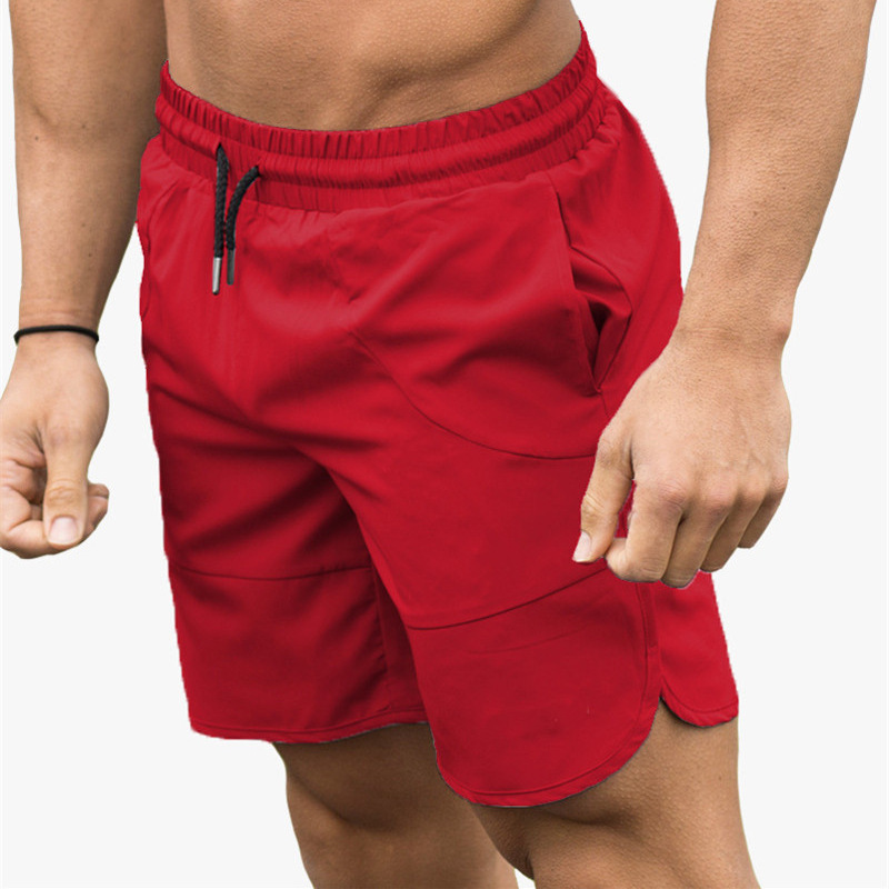 

Summer Running Shorts Men Jogging Gym Fitness Training Trousers Quick Dry Beach Short 2 in 1 Male Sports Workout Bottoms, Red