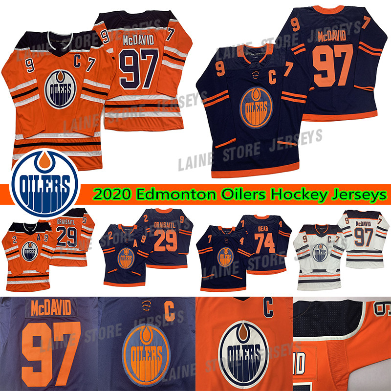 

Edmonton Oilers Jerseys 97 Connor McDavid 74 Ethan Bear 29 Leon Draisaitl 99 Wayne Gretzky Adult Size S-3XL All Stitched Hockey Jerseys, Orange