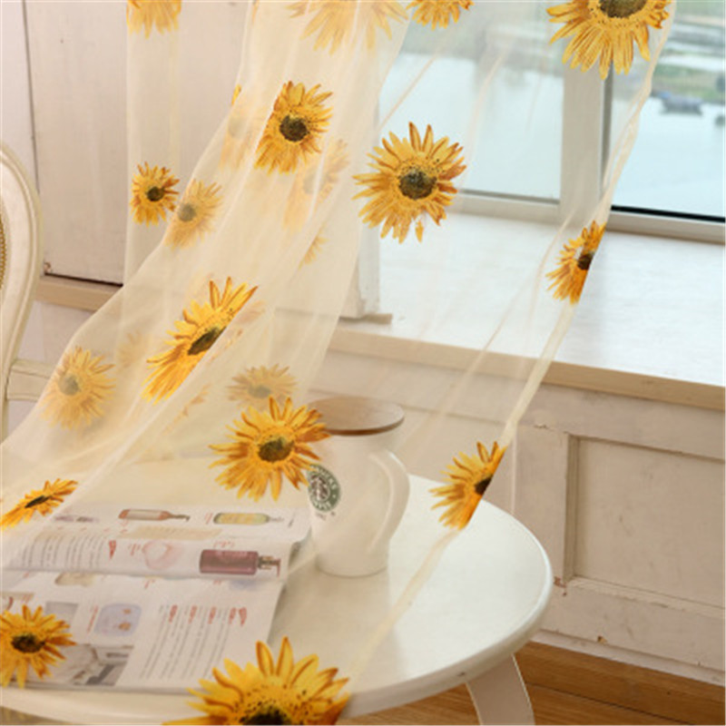 

2019 New Curtain Transparent Screen Sunflower Printed Colorful Window Door Curtain for Home Party Living Room Decorations Wholesale H101