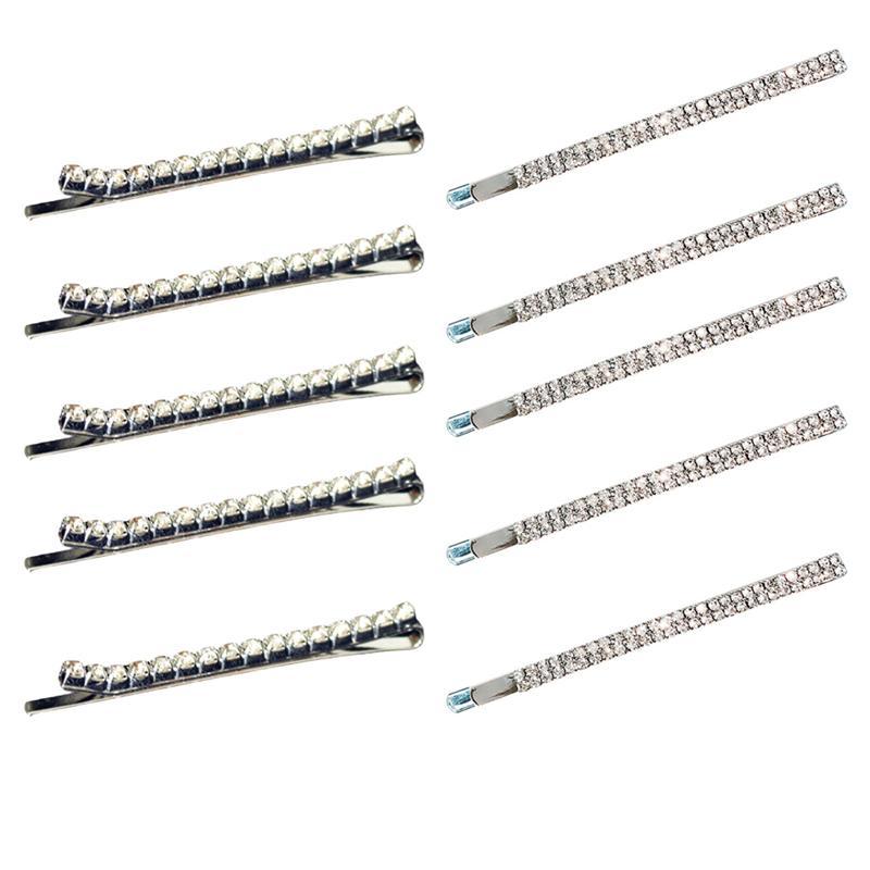 

10pcs Hairpins Rhinestone Attractive Bobby Pins Hair Clips for Girls Fashion Crystal Wedding Hair Accessories for Women Lady, Golden;silver