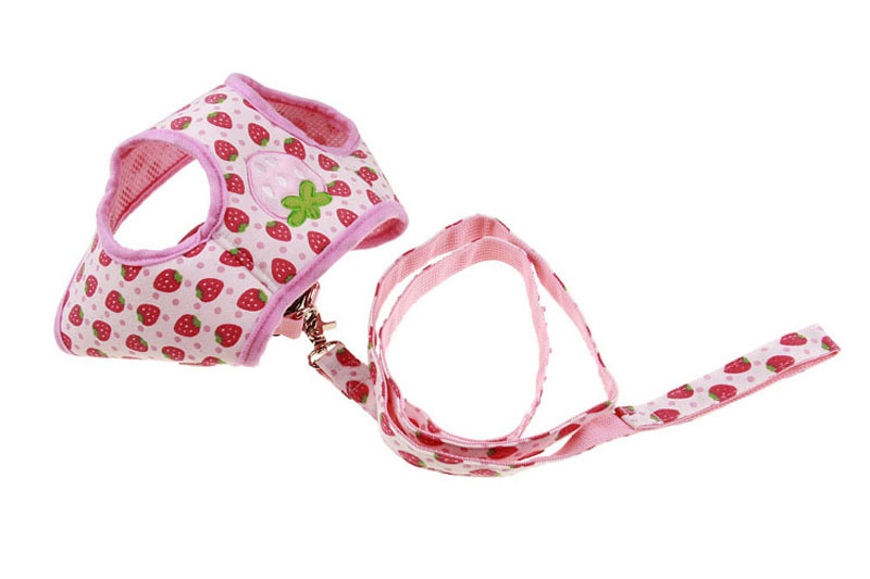 

1pcs New Strawberry Pet Dog Chest Strap Traction Rope Set Outdoor Mesh Vest Chest Strap Leash Dog Harnes
