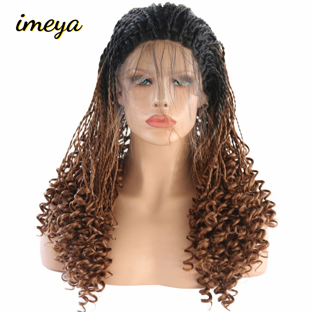 Ombre Color Synthetic Lace Front 2x Twist Braid Wigs With Baby
