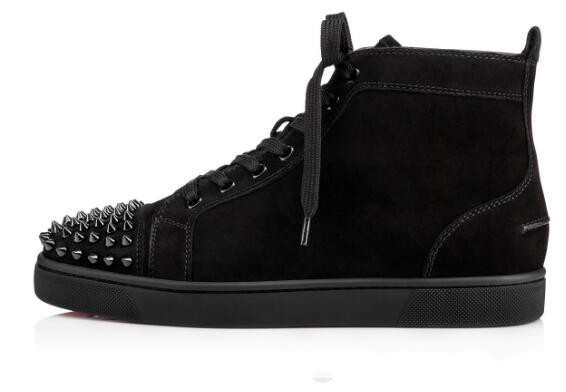 

2021 Luxury Men Women Junior Spikes Orlato Sneakers Shoes Graffiti Patent Leather Red Bottom Trainers, Famous Brand Casual Party Wedding, Black