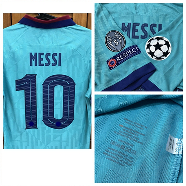 

19/20 Match Worn Player Issue 2rd away Shirt Jersey Short sleeves Messi Griezmann Suares Football Custom Patches Sponsor, Black