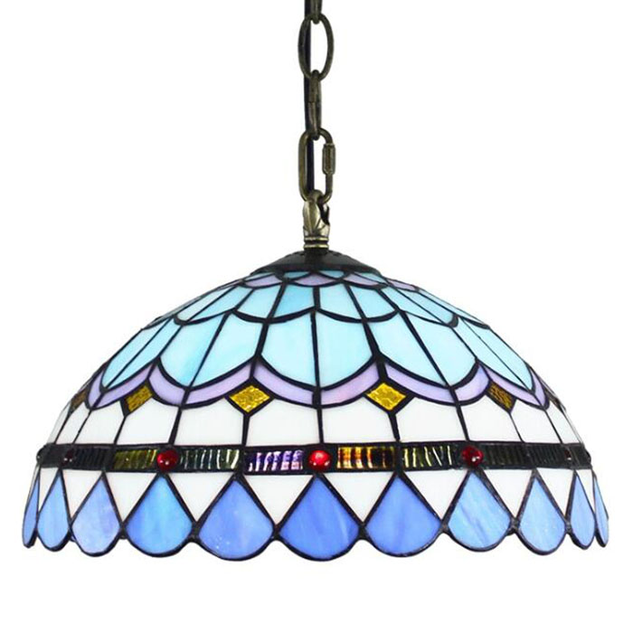 

Pastoral Village Retro Blue Tiffany Pendant Lights Stained Glass Art Pendant Lamp hanging light Baroque home decorative plaid art lamp