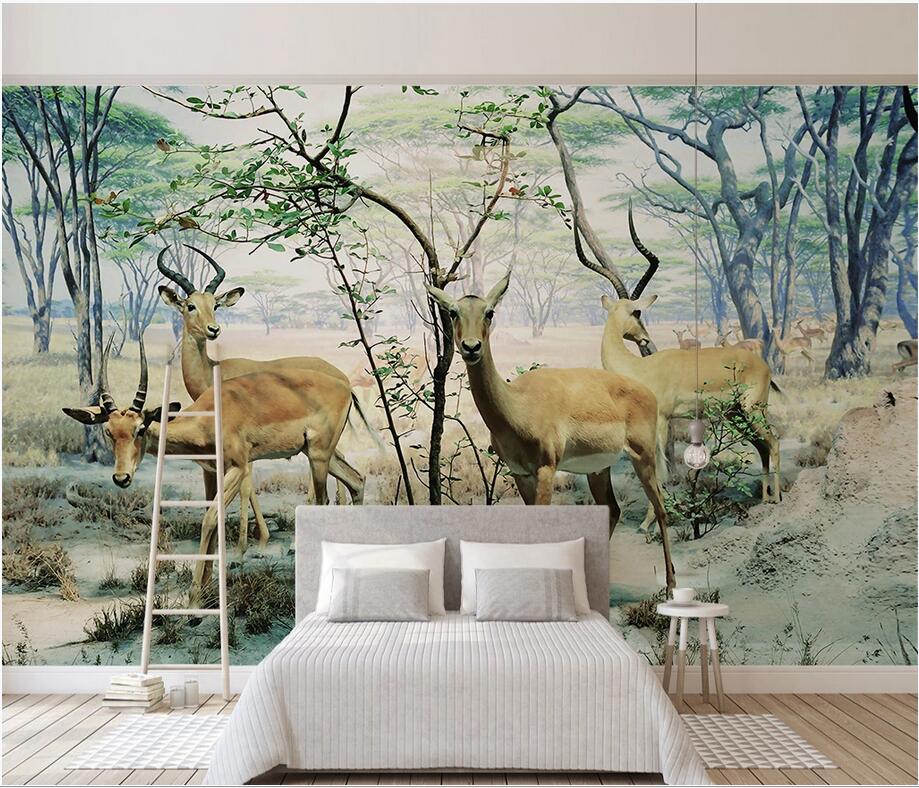 

3D photo wallpaper custom mural Nordic modern minimalist hand-painted forest elk landscape TV background home decor 3d wall murals wallpaper, Non-woven