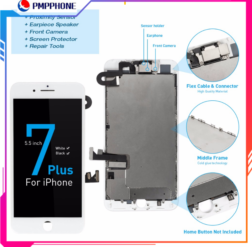 

Screen For iPhone 7 7 Plus 8 8 Plus LCD Full Set Display touchscreen Digitizer Replacement with Front Camera+Earpiece Speaker AAA