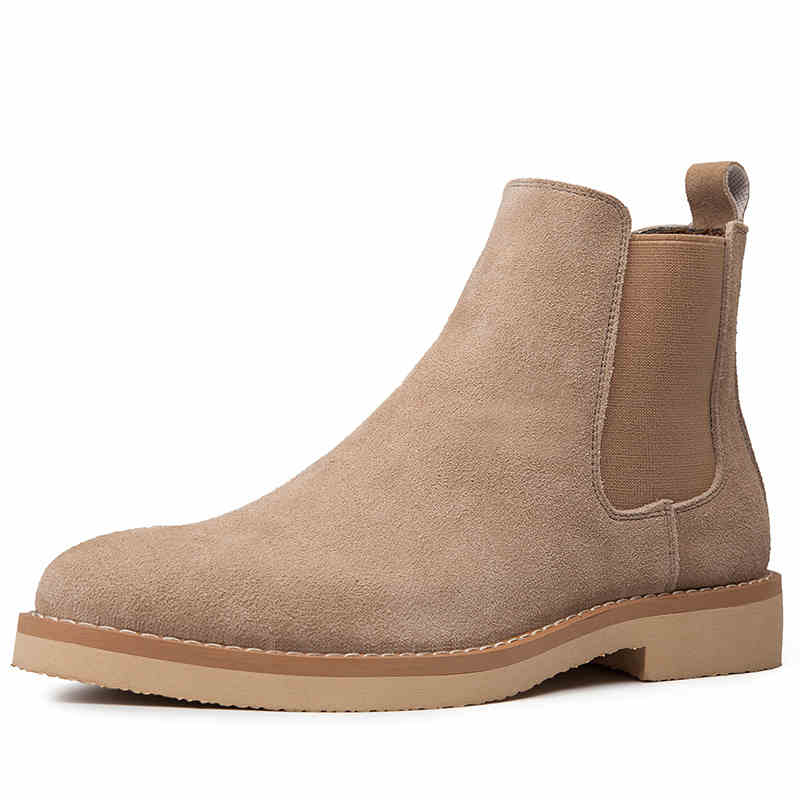 

large size men fashion boots breathable natural leather shoes outdoors cowboy boot ankle botas zapatos hombre man, Beige