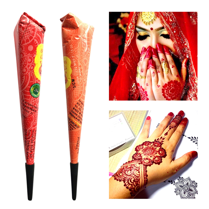 

Drop Ship Henna Paste Temporary Tattoo Waterproof Body Paint hena Art Cream Cone For Stencil Mehndi Body Art TSLM2