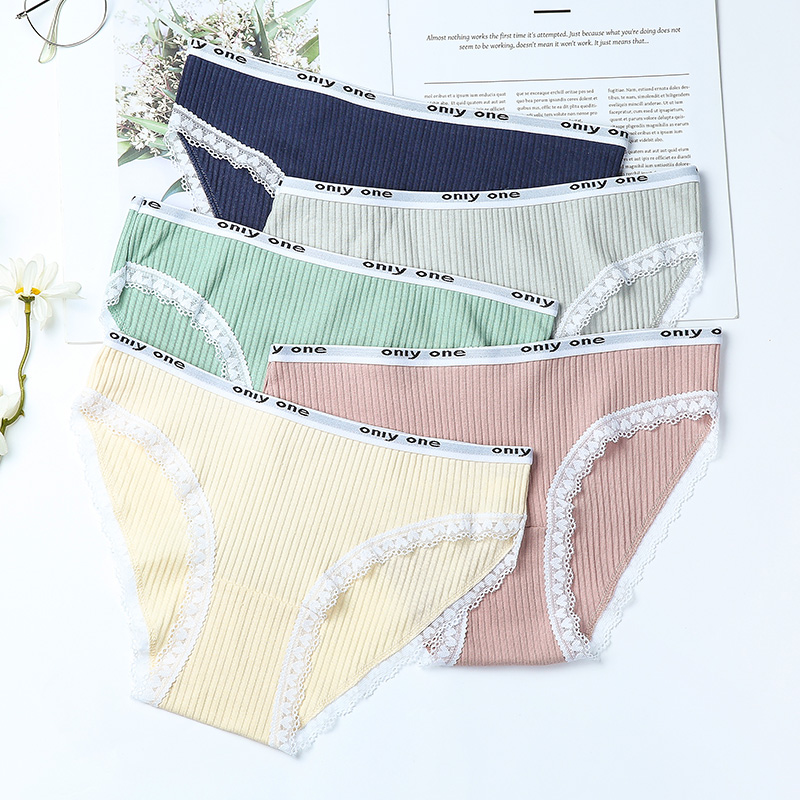 

Women's Underpants Soft Cotton Panties Sexy Lace Solid Color Briefs breathable Panty Sexy Lingerie Female Underwear Panties, White