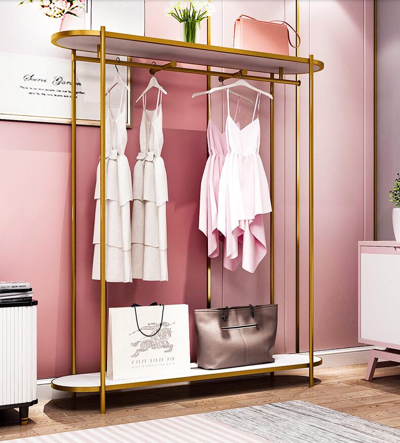 Clothes hanger multifunctional floor bedroom simple modern household shoe bag rack light luxury gold coat rack-image-552933233