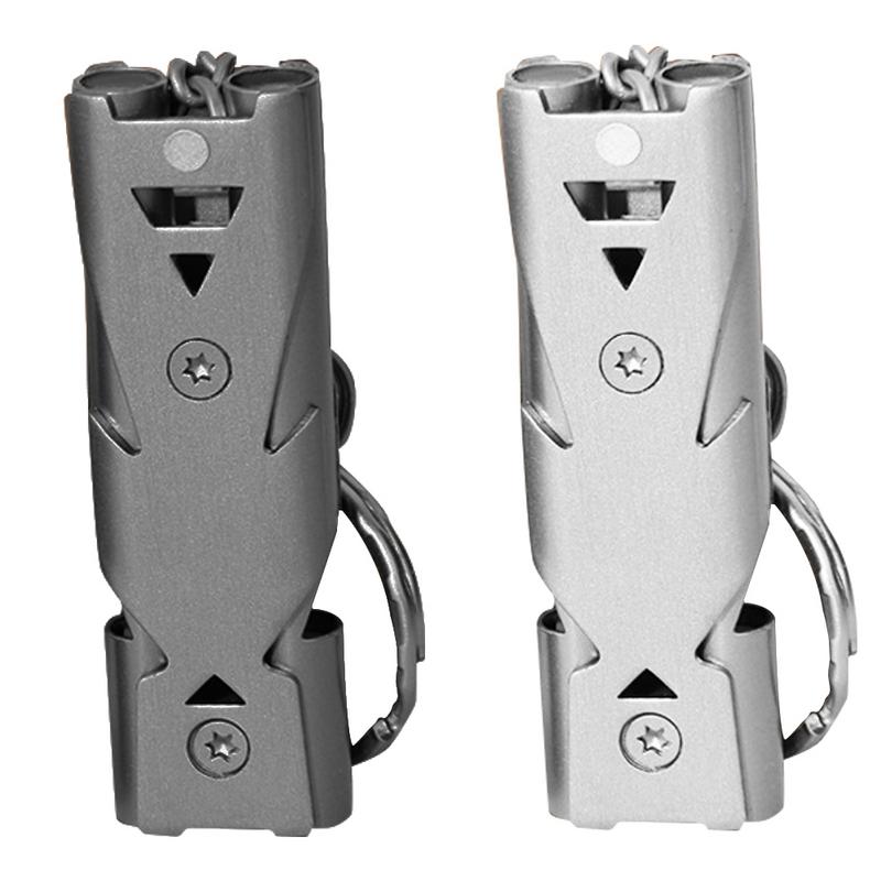 

Stainless Steel Whistle Double Tube Outdoor Survival Whistle High Frequency Earthquake Rescue High Decibel