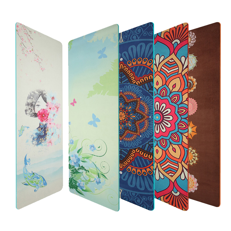 

5mm Fitness Yoga Mat Lotus Pattern Suede Non-slip Fitness Losing Weight Pilates Slim Yoga Pad Gym Sports Camping Exercise Mat, Red
