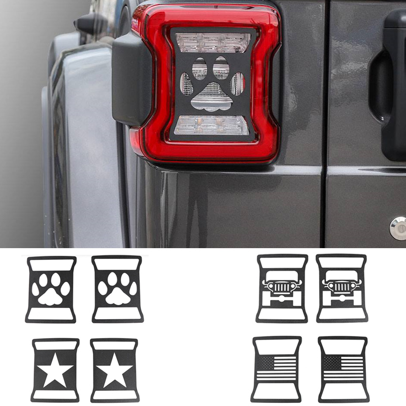 

Black Tail Light Cover Decoration Iron Material For Jeep Wrangler JL JK From 2018 Auto Interior Accessories