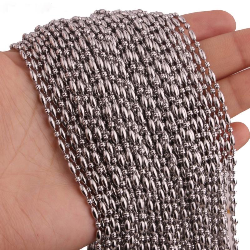 

Chains 1.5/2/2.4/3.2mmBuckle Stainless Steel Silver Color Rice Ball Chain Necklace 10/20/50/100pcs/Lot DIY Wholesale Jewelry 16-40"
