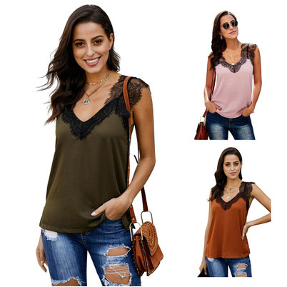 

Womens Designer Wide Lace Halter Tops Ladys Brand Solid Color Tank Top Women Fashion Casual Top Lady Daily Clothing Fashion Tees, Pink