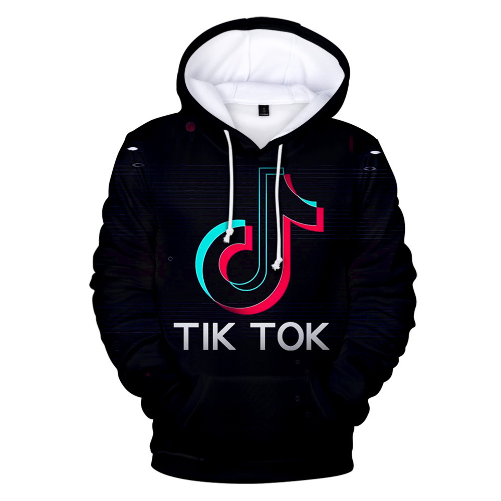 

TIK TOK 3D Print Women/Men Hoodies Sweatshirts Harajuku Streetwear Hip Hop Pullover Hooded Jacket Female Tracksuit Unisex Tops, Black