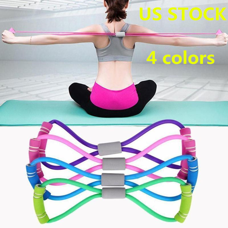 US STOCK 8 en forme de rallye TPE Yoga Gel Fitness résistance poitrine en caoutchouc Fitness corde exercice bande musculaire exercice élastique F