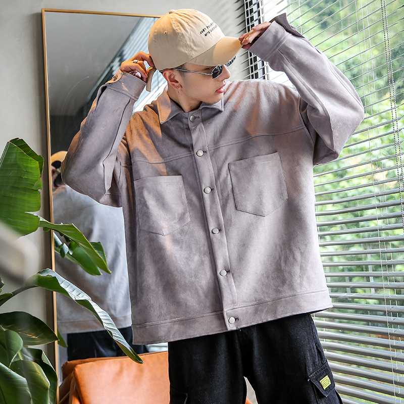 

2019 Autumn And Winter New Youth Suede Top Fashion Casual Solid Color Wild Loose Jacket Blue / Grey / Brown -4XL