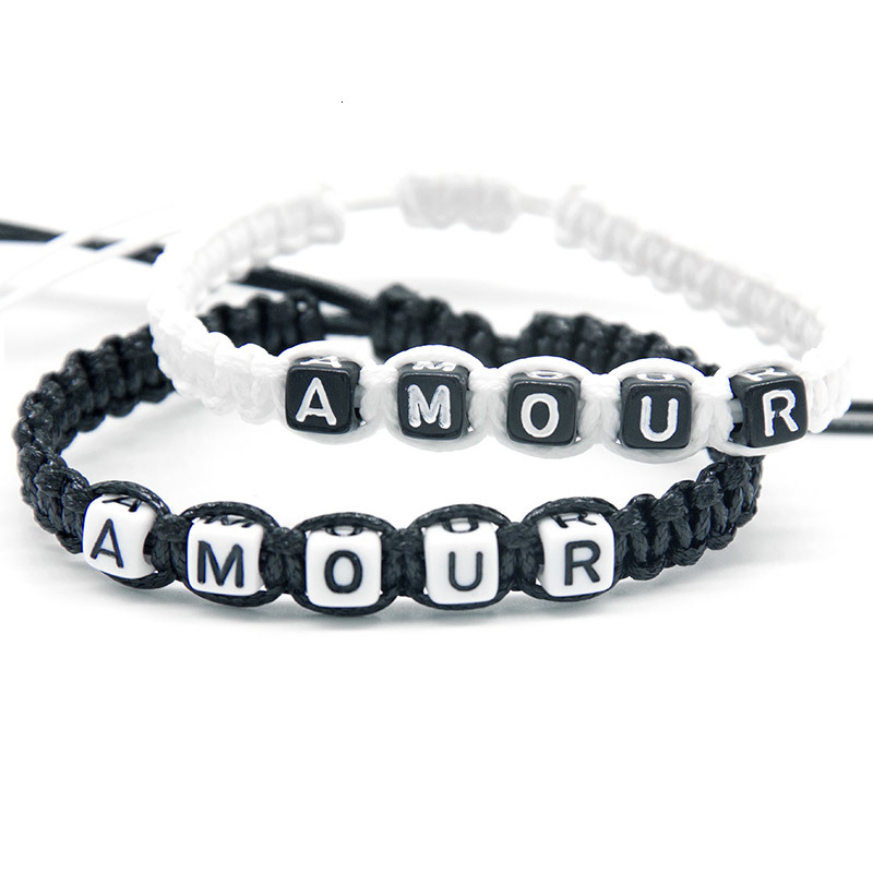 

1pcs Romantic Couple Amour Happiness Charm Bracelets Rope Chain Infinity Adjust Size Lovers Beaded Jewelry Gifts Diy Crafts