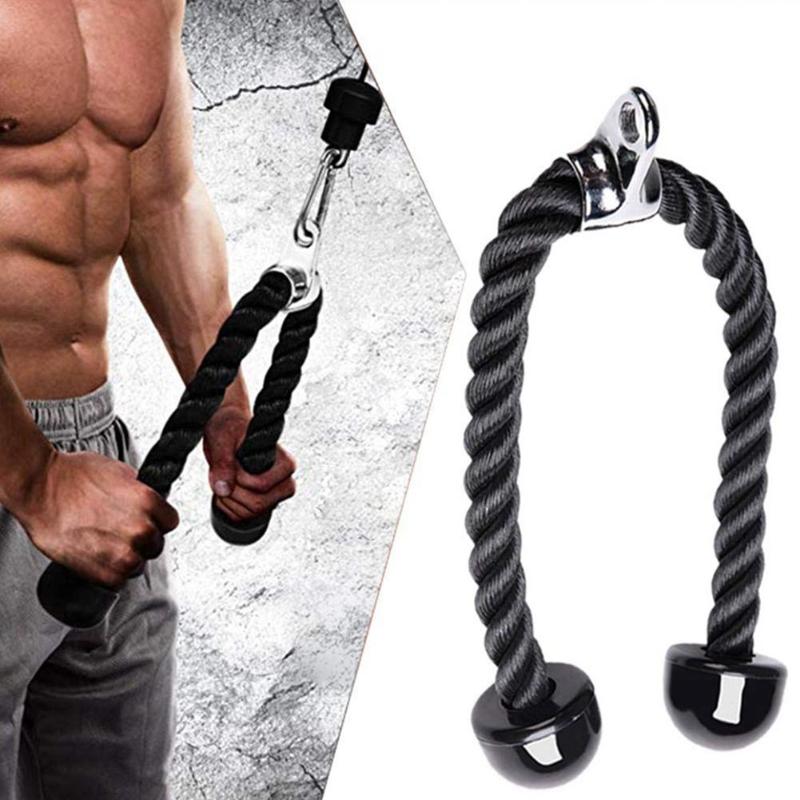 

Rotating Straight Bar Tricep Rope D-Handle Rubber Wrapped Saddle Handle Pressure Training Rope Gym Accessories