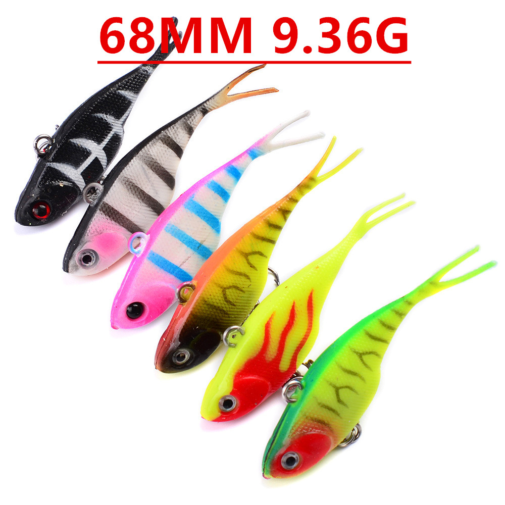

Mixed 6 Color 68mm 9.36g Jigs Fishing Hooks Fishhooks 8# Hook Silicone Soft Baits & Lures Pesca Fishing Tackle Accessories