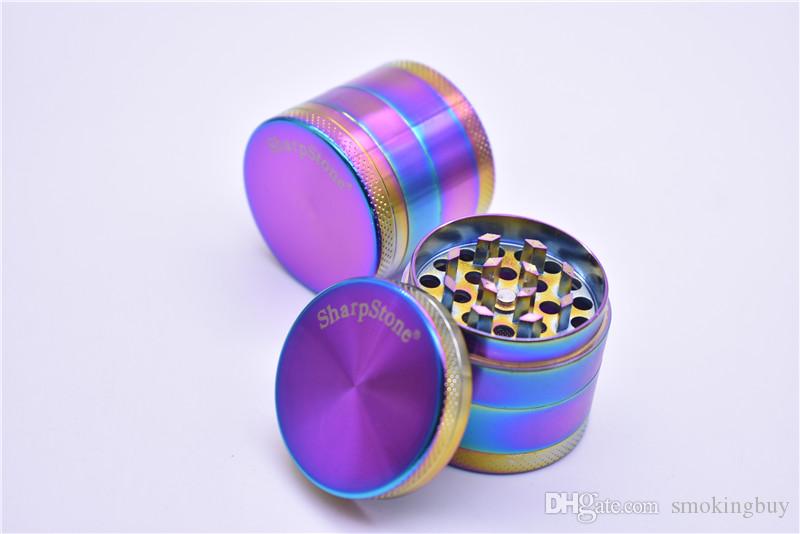

4 Layers Herb Grinder 40mm Zinc Alloy Rainbow sharp stone herb grinder Iceblue Mini SharpStone Tobacco Grinders Spice Crusher for smoking