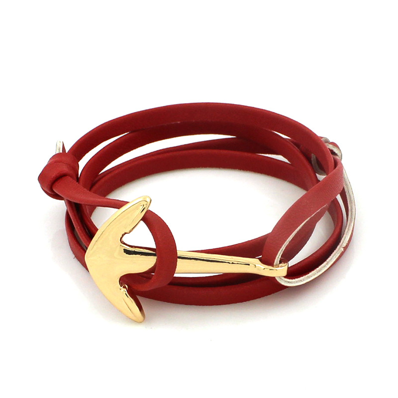 

Handmade Motivational Adjustable Wrist Rope Anchor Bracelet for Men and Women, Golden;silver