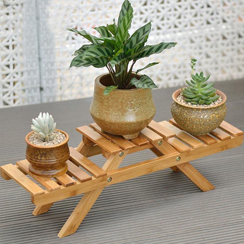 

Bamboo Multilayer Folding Flower Stand Plant Flower Stand Pot Garden Living Room Dining Table Display
