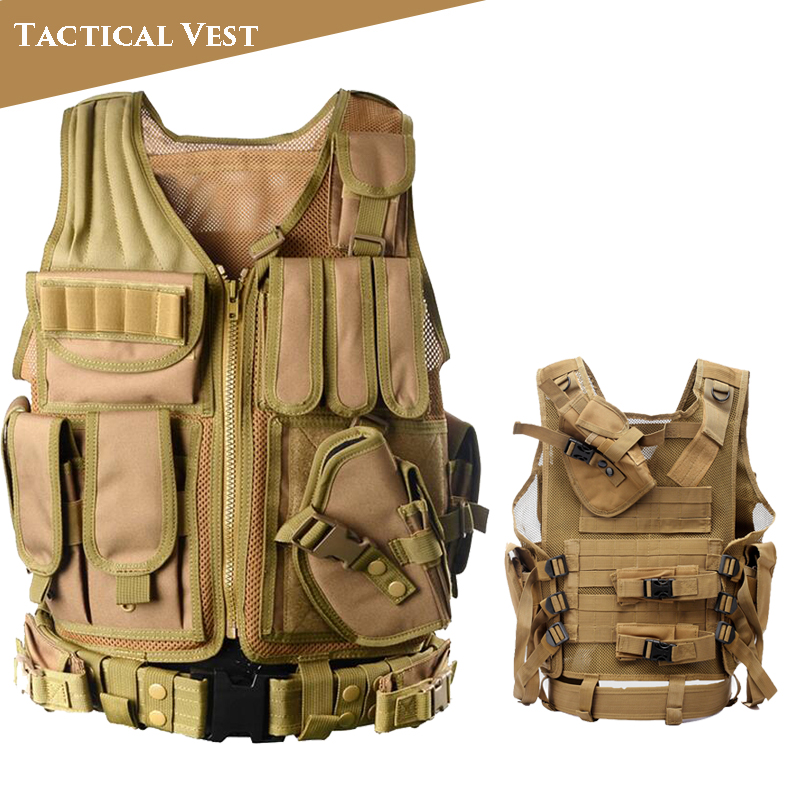 

Tactical Men Molle Hunting Vest Army Combat War Game Protective Armor, Black